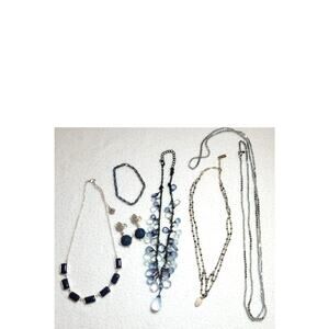 Lot Necklaces CLIP Earrings Bracelet Blue Loft Baublebar LC Napier Boho Retro
